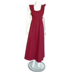 Cosplay Red Victorian Prairie Sleeveless Cottagecore Ruffle Maxi Dress S/M /4929